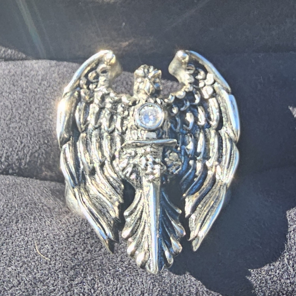 Proclamation Jewelry Sterling Silver Eagle Ring with Diamond Size 10